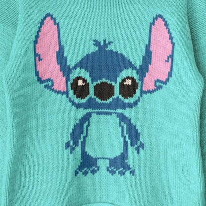 Womens knit sweater - Stitch intarsia motif