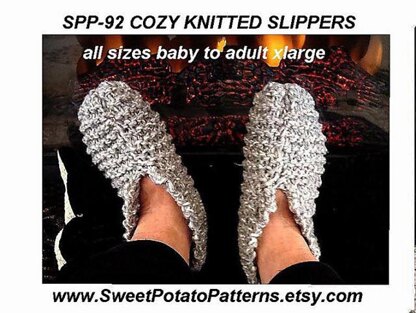 Cosy Knitted Slippers All Sizes!  | Knitting Pattern by SweetPotatoPatterns