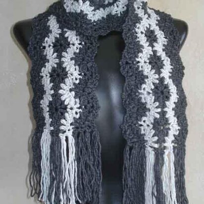 #80 Lacy Striped Crochet Scarf