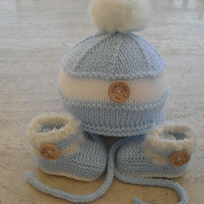Baby Boy Hat And Booties