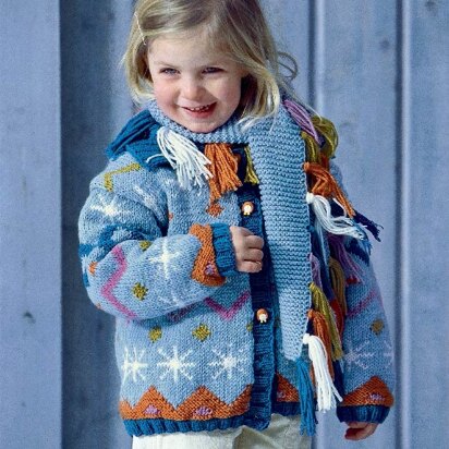 Child’s Fair Isle Cardigan with Scarf in Schachenmayr Merino Extrafine 120 - 5998