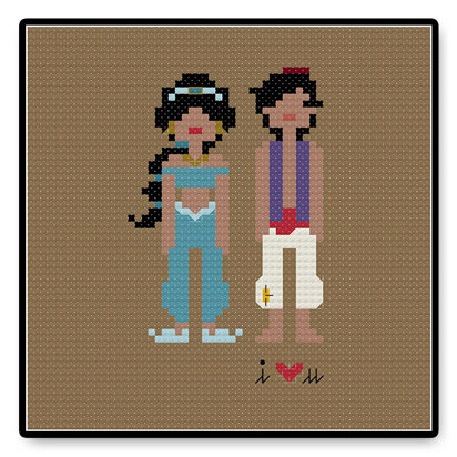 Jasmine and Aladdin In Love - PDF Cross Stitch Pattern