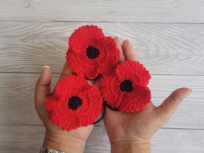 Bundle of 3 Remembrance Poppy Flowers Crochet Patterns