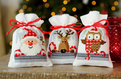 Vervaco Christmas Buddies - Pack of 3 Cross Stitch Kit - 8cm x 12cm