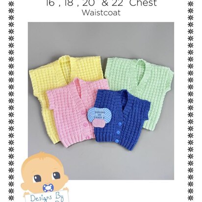 Ezra Baby waistcoat/Vest knitting pattern 16 - 22 inch chest sizes