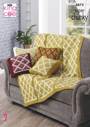 Cushion Covers and Throw in King Cole Super Chunky - 4872 - Downloadable PDF