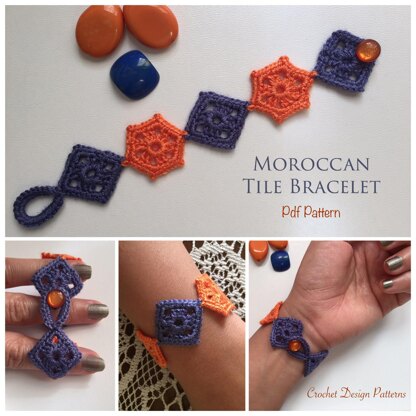 Crochet Moroccan Tile Bracelet -pdf pattern-