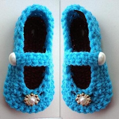 Mary Jane Child's Slippers Crochet Pattern #214