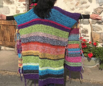 Rainbow Ruana Boho Poncho