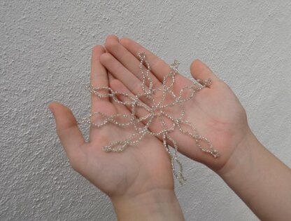 Wire Crocheted Snowflake with Beads