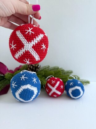 Red X Blue O Christmas ball ornament