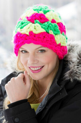 Shell Power Beanie in Red Heart Vivid - LW3626EN - Downloadable PDF