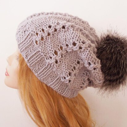 Pom Pom Slouchy Hat