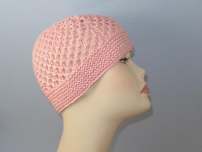 Button Up Lace Beanie Circular knitting pattern