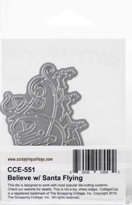 CottageCutz Elites Die - Believe W/Santa Flying, 3.2"X2.3"