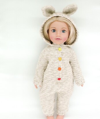 GOTZ/DaF 18" Doll Hooded Bunny Onesie
