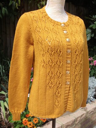 Cardigan with Eyelet & Cable Motifs