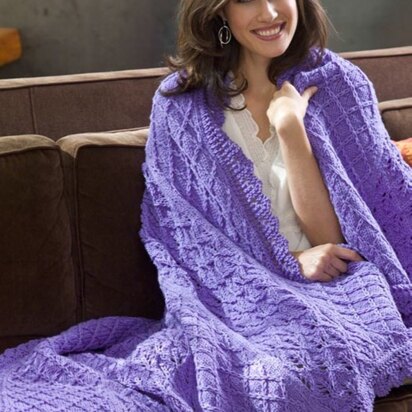 Lavender & Lace Throw in Red Heart With Love Solids - LW2912 - knitting pattern