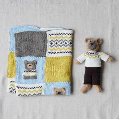 Eddie Teddy Blanket & Bear - Knitting Pattern for Babies in Debbie Bliss Baby Cashmerino