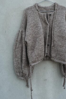 Balloon sleeve short cardigan