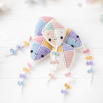 Crochet Pattern for Kawaii Kite from "AradiyaToys Kawaii” collection / Amigurumi Pattern (Amigurumi Tutorial PDF File), Keychain Beginner Handmade DIY Pin Cushion by AradiyaToys (Olka Novytska)