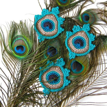 Crochet Garland/Motif: Peacock Feather "Kekaa"