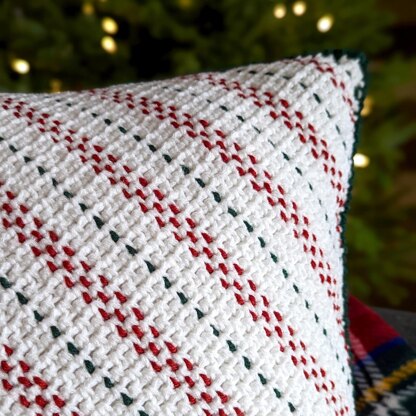 Holly Jolly Candy Cane Pillow