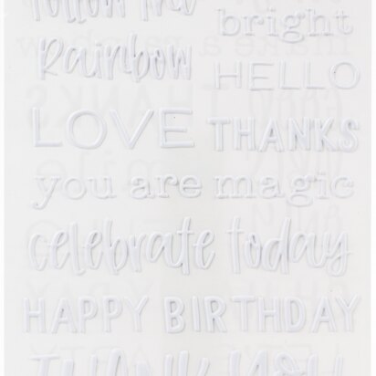 American Crafts Live Life Happy Thickers Stickers 5.5"X11" 249/Pkg - Phrase/Puffy