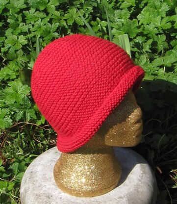 Simple Garter Stitch Roll Brim Beanie Hat