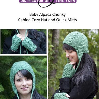 Cabled Cozy Hat & Quick Mitts in Cascade Baby Alpaca Chunky - C223 - knitting pattern