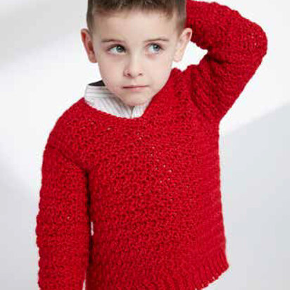 Child’s Crochet V-Neck Pullover in Caron Simply Soft - Downloadable PDF