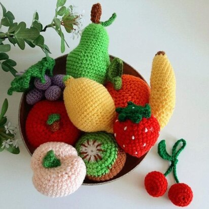 10 crochet fruits set