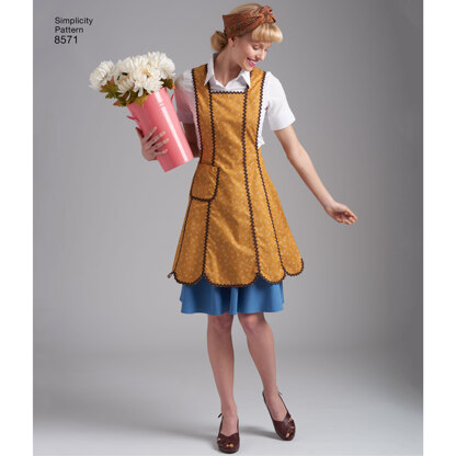 Simplicity 8571 Women's Vintage Aprons - Paper Pattern, Size A (S-M-L)