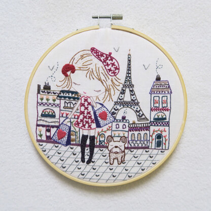 Un Chat Dans L'Aiguille Shopping in Paris Printed Embroidery Kit