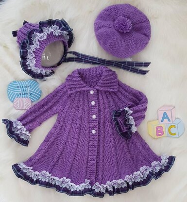 Amelia swing coat baby knitting pattern 0-6 & 12mths