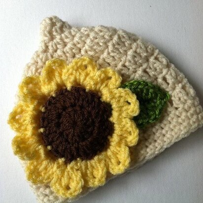 Sunflower Pixie Crochet Baby Hat