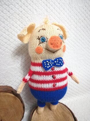 Eyes knitted pig