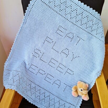 Eat Play Sleep Repeat Filet Blanket