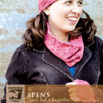 Spens Cowl, Hat & Fingerless Mitts in Juniper Moon Farm Marlowe Jeweltones