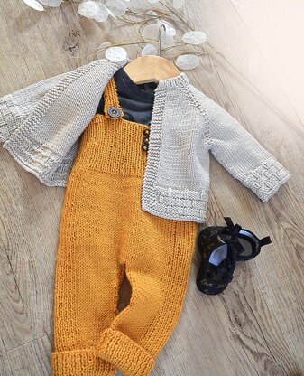 Tiny tots top down cardigan and overalls - P116