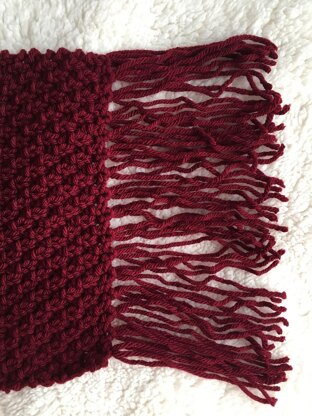 Moss Stitch Scarf with Fringe