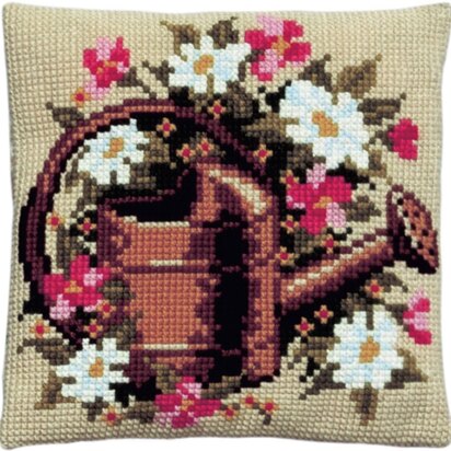 Pako Cushion Watercan Cross Stitch Kit - 40x40 cm