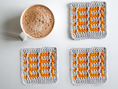 Mosaic Crochet Coasters and Pillow
