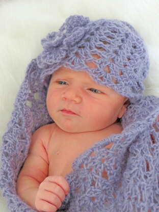 Mohair Lace Baby Wrap and Hat