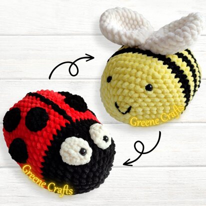 Crochet Bee / Ladybug - Reversible Plush Toy