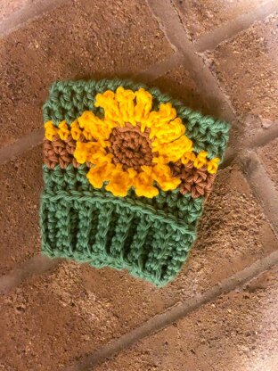 Sunflower Coffee Beanie Cozy