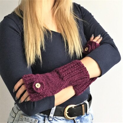 Sea Flower fingerless mitts