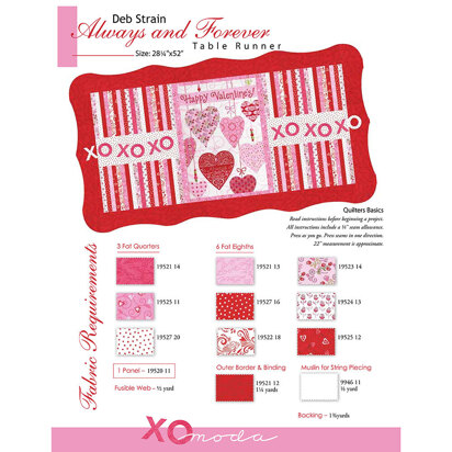Moda Fabrics Always and Forever Table Runner  - Downloadable PDF
