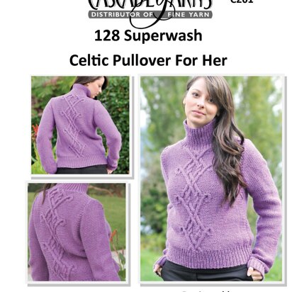 Celtic Pullover For Her in Cascade Yarns 128 Superwash - C201 - Downloadable PDF