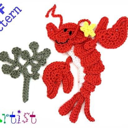 Lobster crochet applique pattern